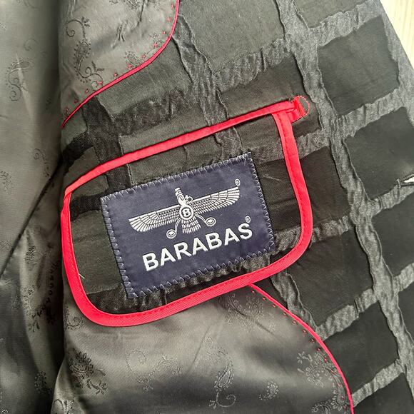 BARABAS Black Caged Rhinestone Diamond Men’s Blazer Jacket Slim Fit Sz 40/Medium - Picture 10 of 12